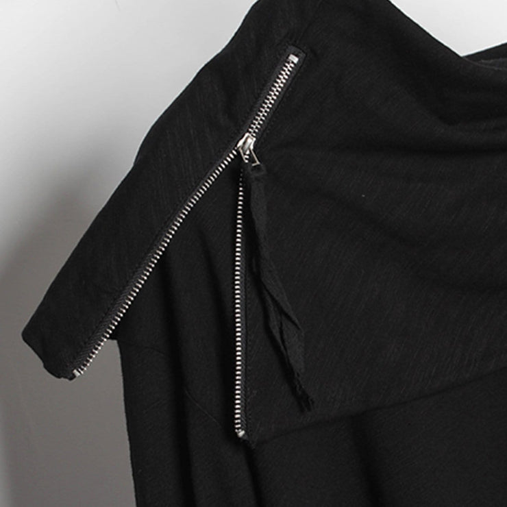 Dark Irregular Turtleneck Zipper Sweatshirt