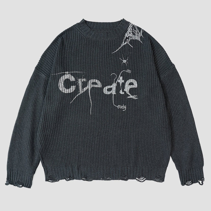 Dark Spider Creation Ripped Hole Knitted Sweater