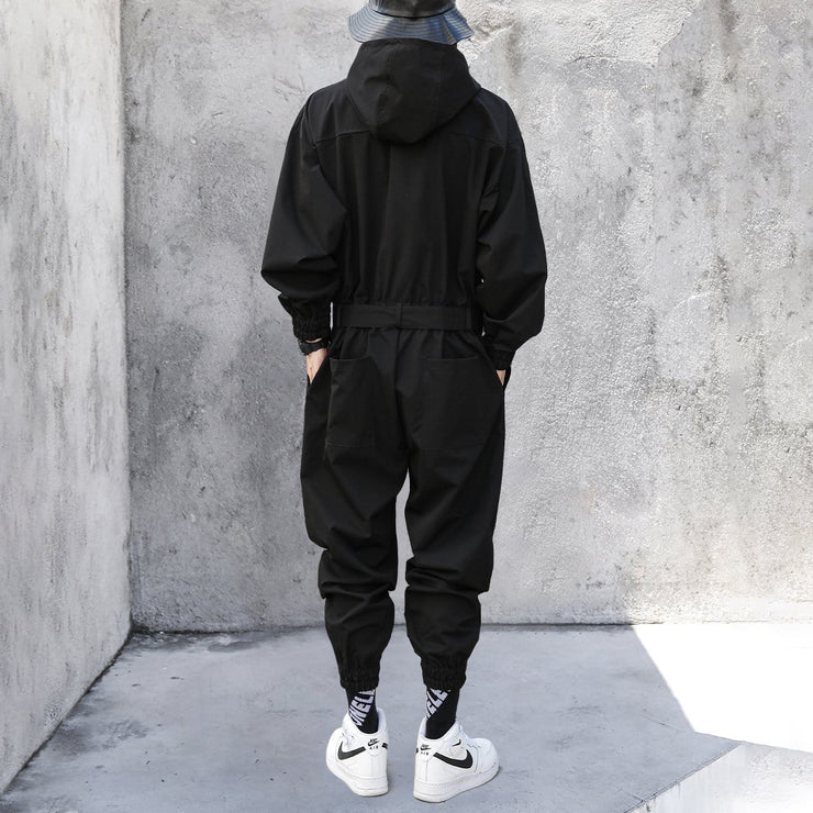 Function Multi Pockets Hooded Cargo Jumpsuit