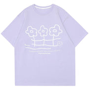 Three Flowers Small Flower Graphic T-Shirt