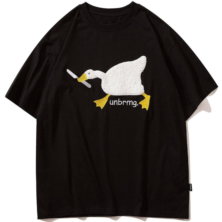 Big White Goose Embroidered T-Shirt