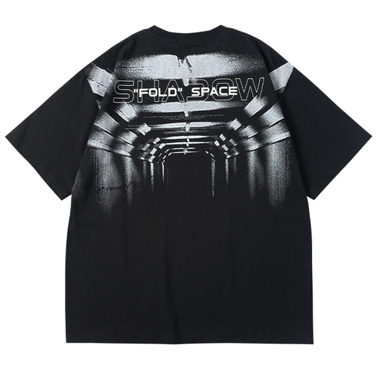 Folding Space Print Cotton T-Shirt