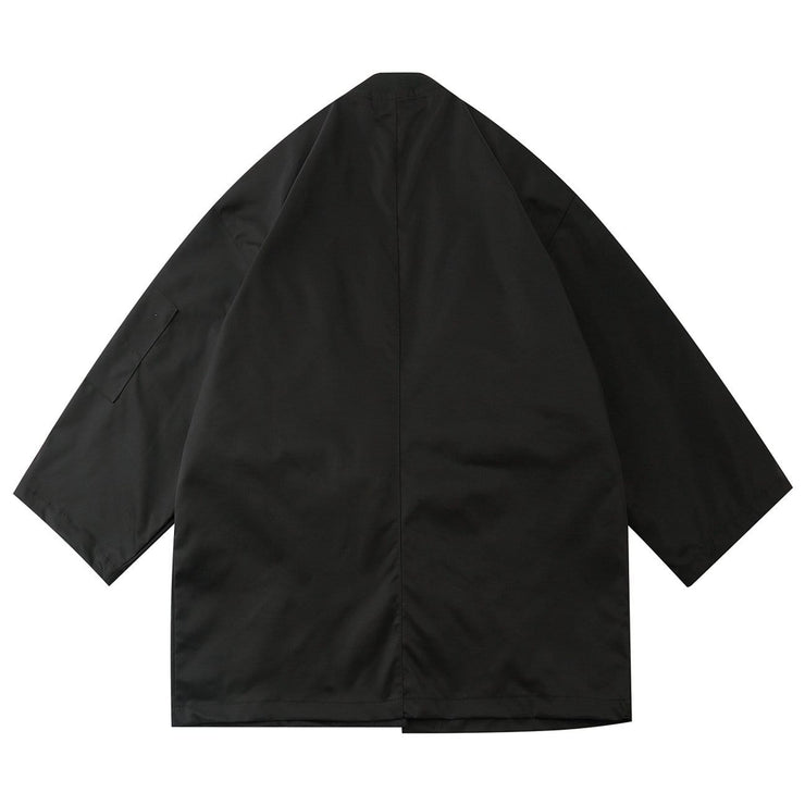 Dark Functional Half Sleeve Multi-pocket Cardigan Jacket