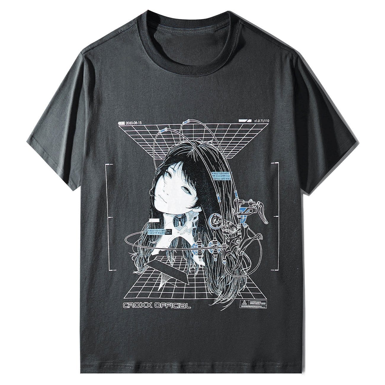 Punk Mechanical Girl Print Cotton T-Shirt