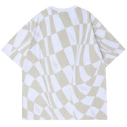 Distorted Checkerboard Print T-Shirt
