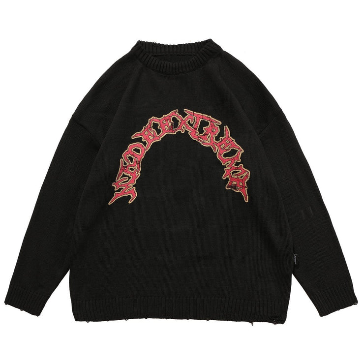 Dark Character Graffiti Knitted Sweater