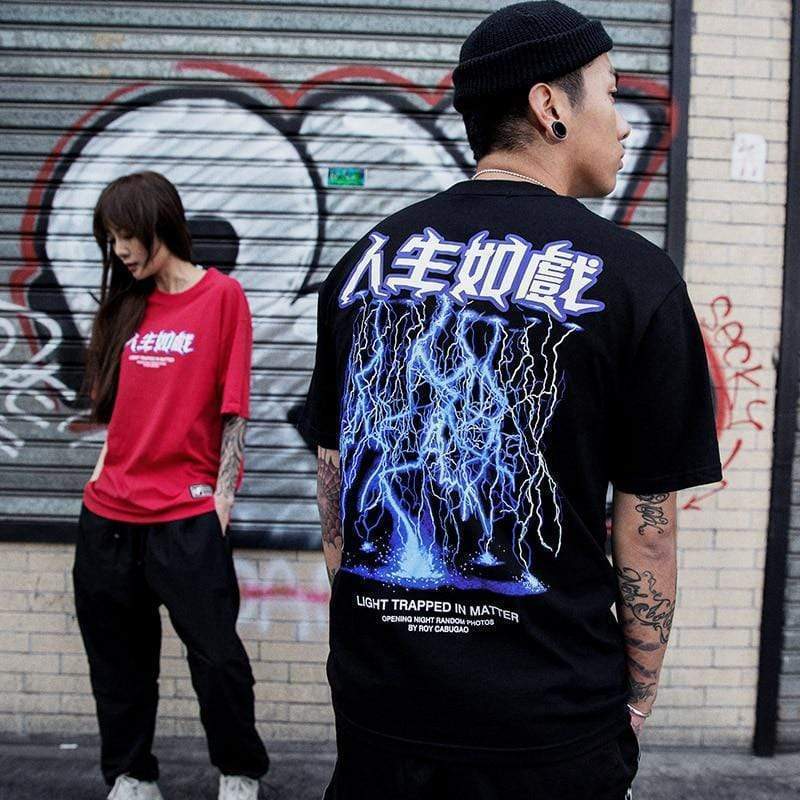 Kanji Thunder T-Shirt MugenSoul Streetwear Brands Streetwear Clothing  Techwear