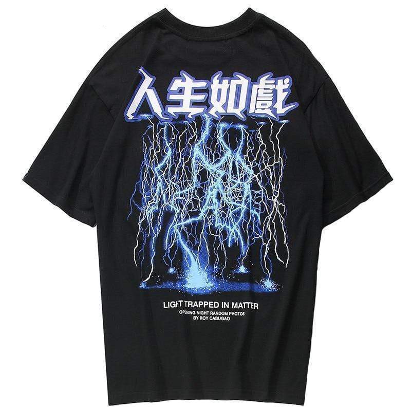 Kanji Thunder T-Shirt MugenSoul Streetwear Brands Streetwear Clothing  Techwear