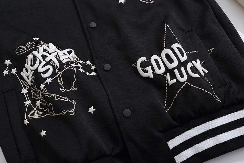 Lucky Star Varsity Jacket MugenSoul Streetwear Brands Streetwear Clothing  Techwear