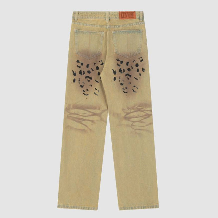 Stylish Leopard Print Jeans