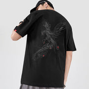 Phoenix Embroidered Sukajan T-shirt MugenSoul Streetwear Brands Streetwear Clothing  Techwear