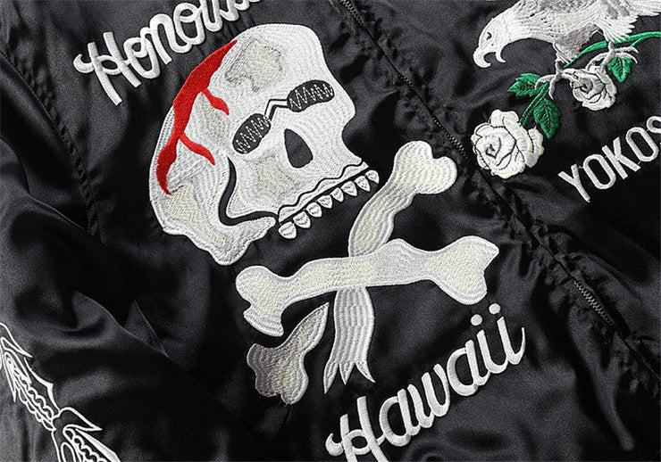 Skull Embroidered Bomber Jacket