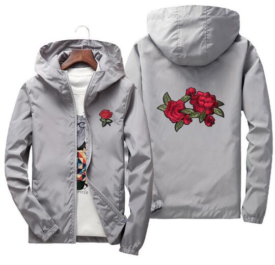 Double Rose Embroidered Windbreaker Jacket
