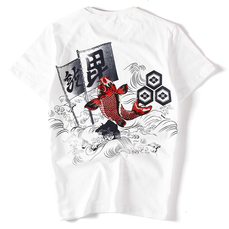 Red Carp Painted T-shirt MugenSoul Streetwear Brands Streetwear Clothing  Techwear