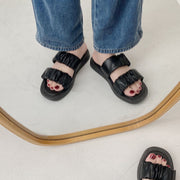 Pleated Double Strap Sandals