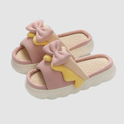 Linen Cute Bow Slippers