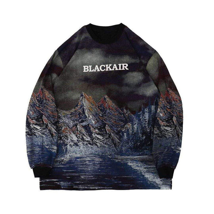 Mountain Black Air Print Soft Cotton Sweatshirt