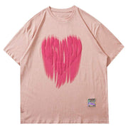 Printed Love Graffiti Round Collar Soft Cotton T-Shirt