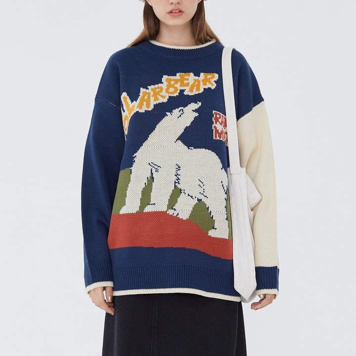 Polar Bear Print Knitted Sweater