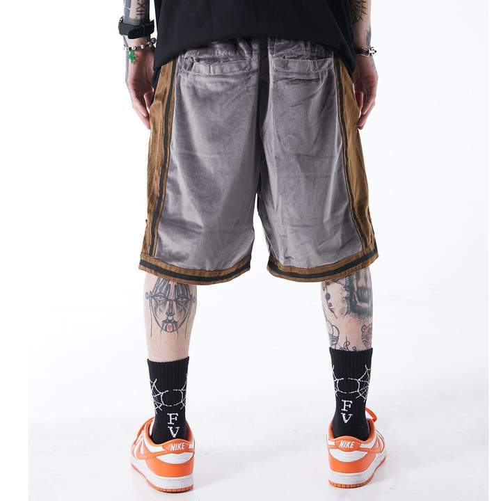 Hip-Hop Velvet Stitching Contrast Shorts