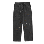 Star Print Vintage Loose Denim Jeans