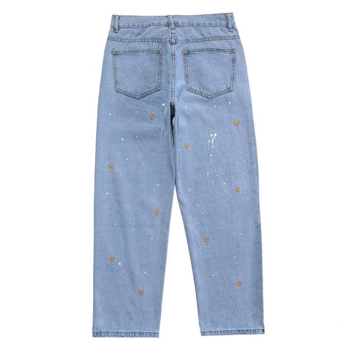 Star Print Vintage Loose Denim Jeans