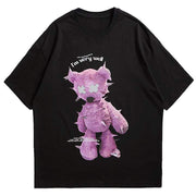 Printed Teddy Bear Rounded Collar Soft Cotton T-Shirt