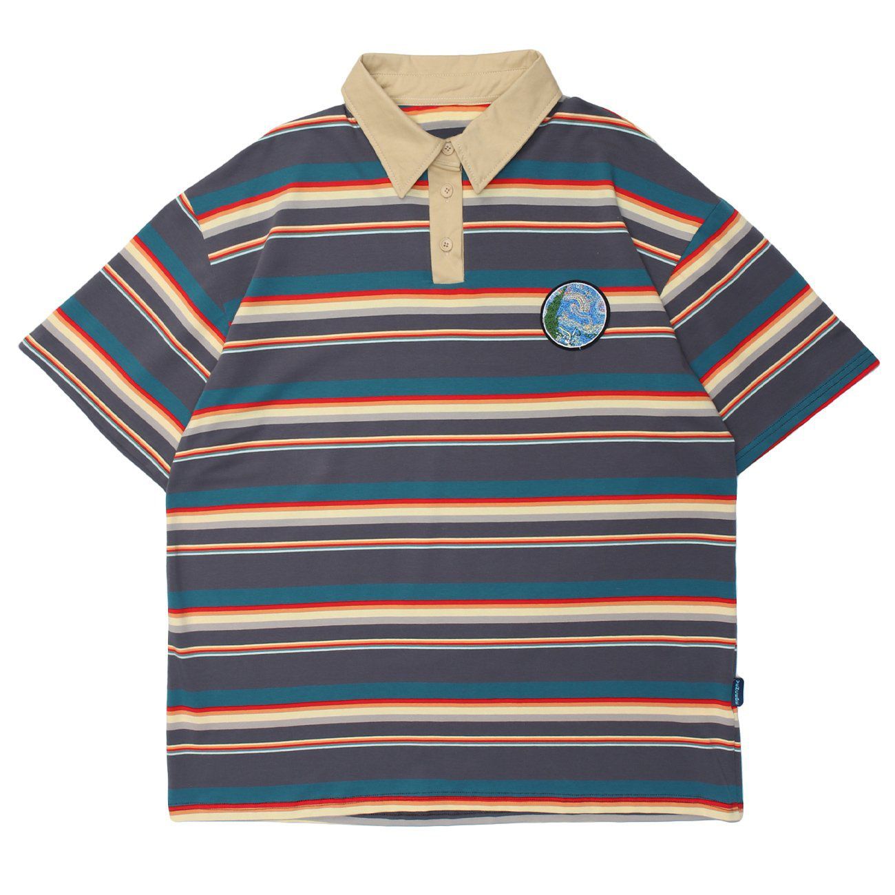 Printed Stripes Breathable Cotton Polo T-Shirt