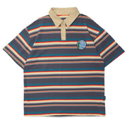 Printed Stripes Breathable Cotton Polo T-Shirt