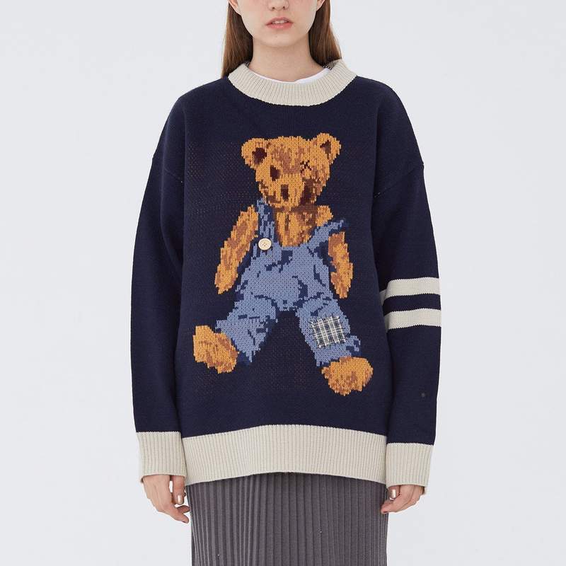 Embroidered Vintage Bear Knitted Sweater