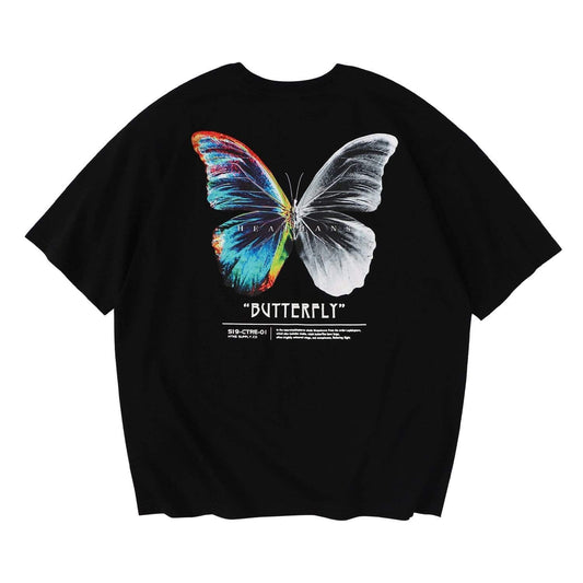 Butterfly Printed Vintage Cotton T-Shirt