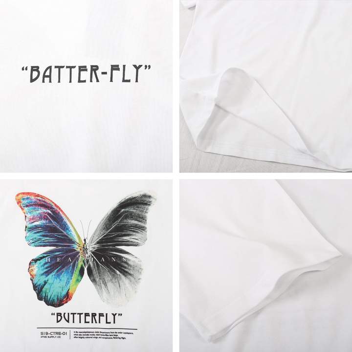 Butterfly Printed Vintage Cotton T-Shirt