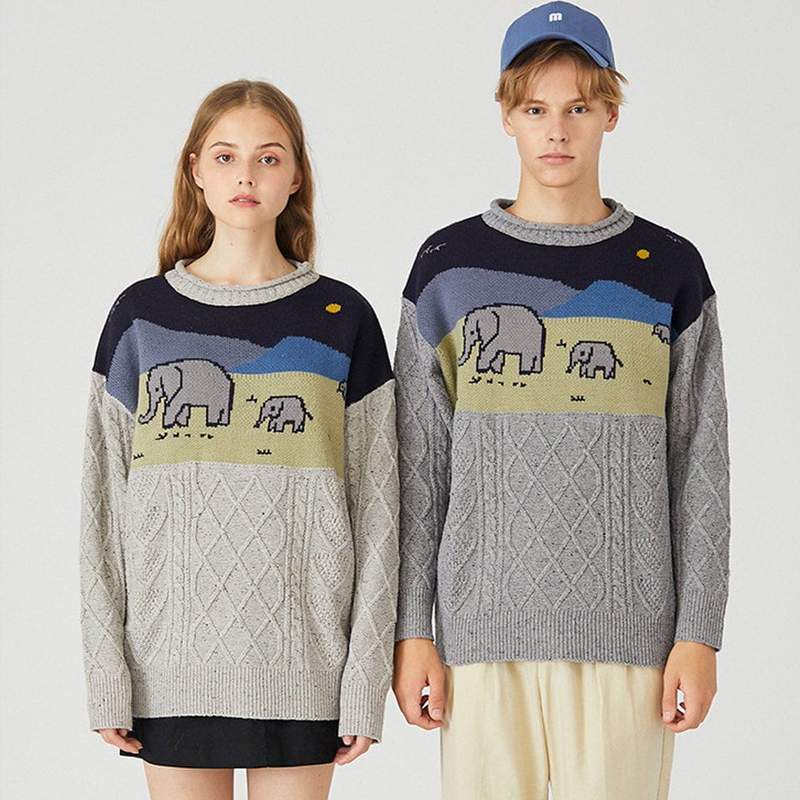 Vintage Elephant Knitted Sweater