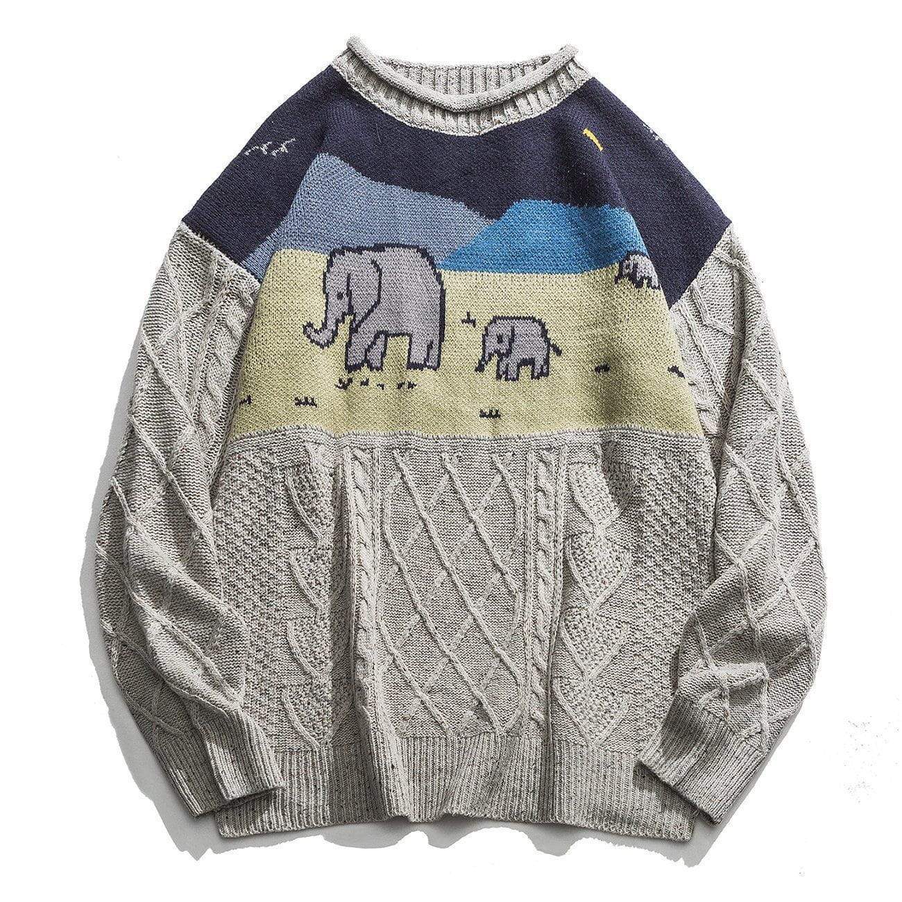 Vintage Elephant Knitted Sweater