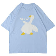 Printed Duck Rounded Collar Soft Cotton T-Shirt