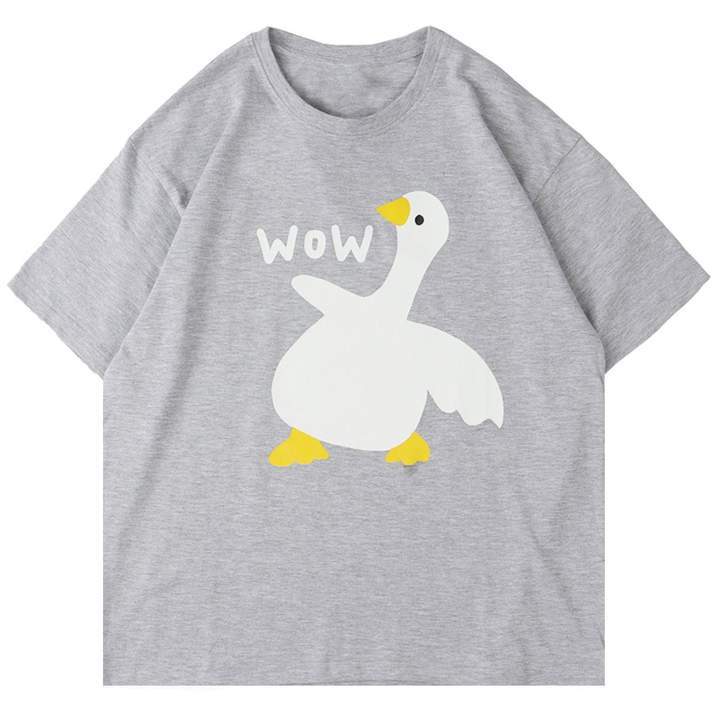 Printed Duck Rounded Collar Soft Cotton T-Shirt