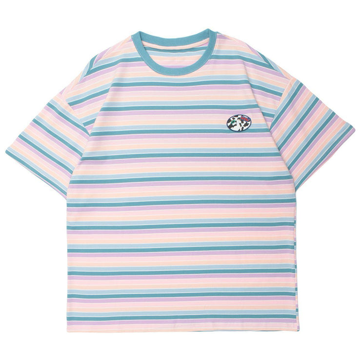 Color Striped Duck Rubber Stamp Cotton T-Shirt