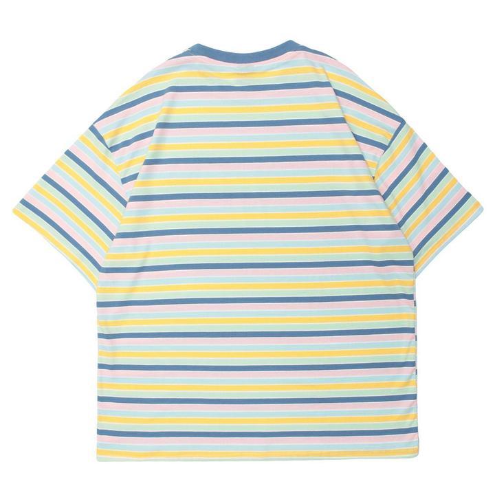 Color Striped Duck Rubber Stamp Cotton T-Shirt