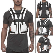 Striped Tactical Vest MugenSoul Streetwear Brands Streetwear Clothing  Techwear