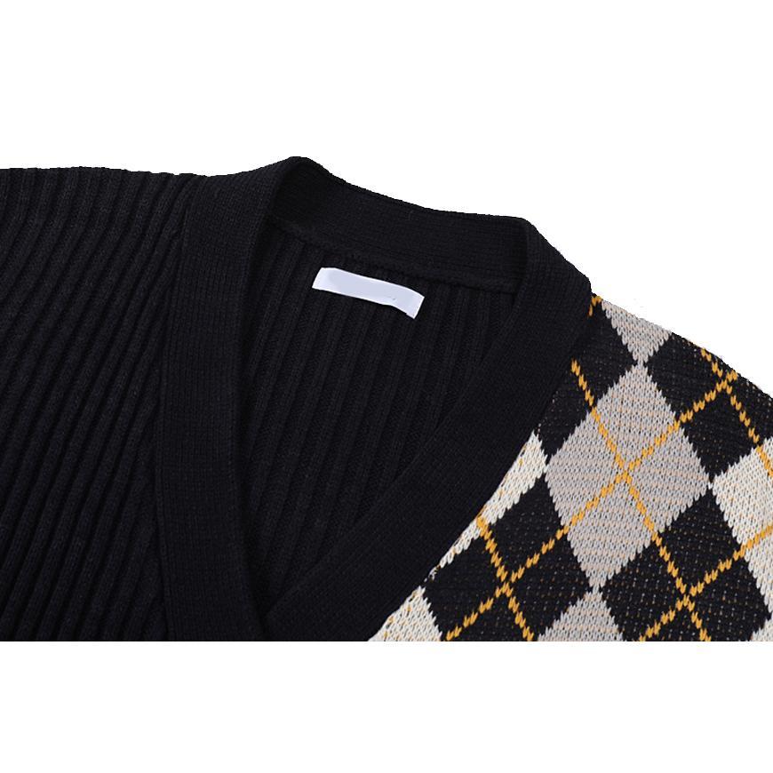 Geometric Rhombic Cardigan Sweater
