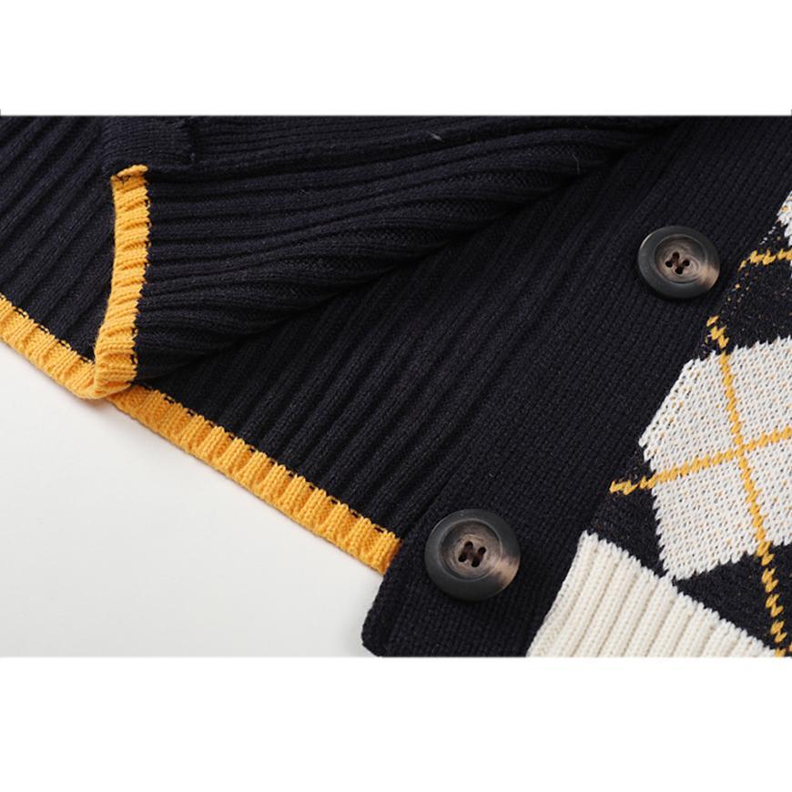 Geometric Rhombic Cardigan Sweater