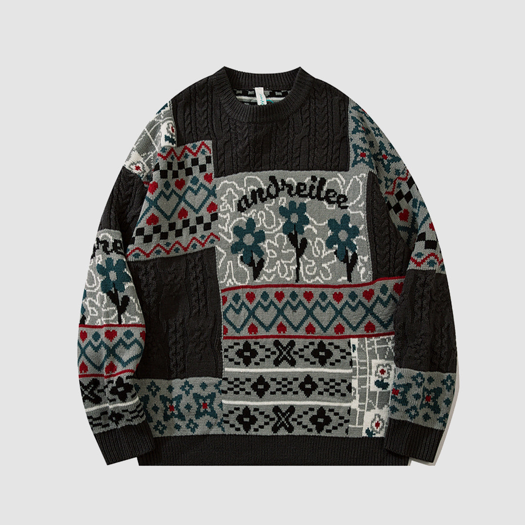 Ethnic Style Jacquard Stitching Sweater