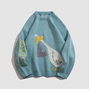 Goose Knitted Print Sweater