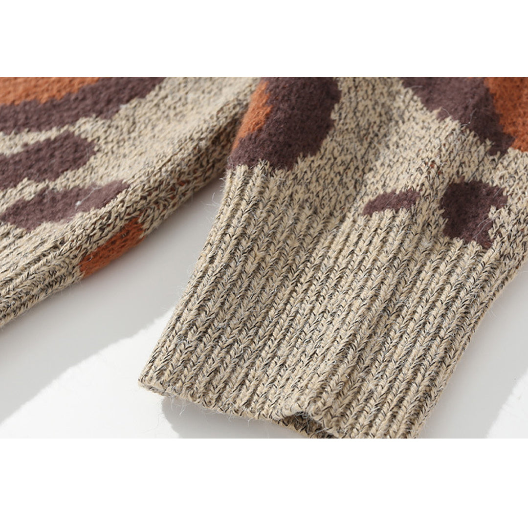 Leopard Stitching Sweater