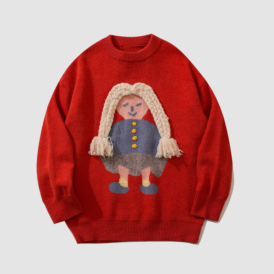 Cartoon Doll Knitted Sweater