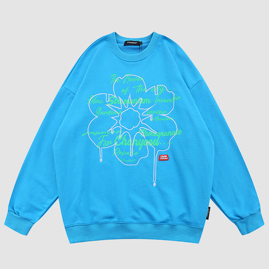 Letter Flower Print Sweatshirt