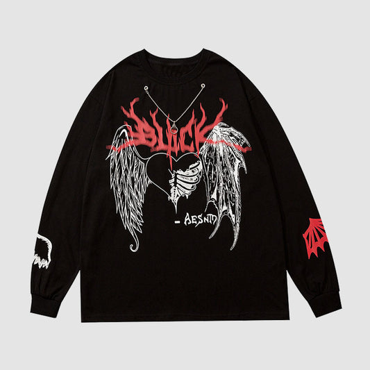 Angel Devil Heart Print Sweatshirt