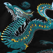 Teal Dragon Embroidered Hoodie MugenSoul Streetwear Brands Streetwear Clothing  Techwear