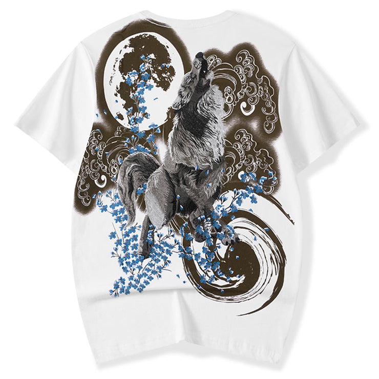 The Wolf Heavy Embroidered T-shirt MugenSoul Streetwear Brands Streetwear Clothing  Techwear