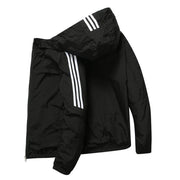Triple Stripe Hooded Windbreaker MugenSoul Streetwear Brands Streetwear Clothing  Techwear